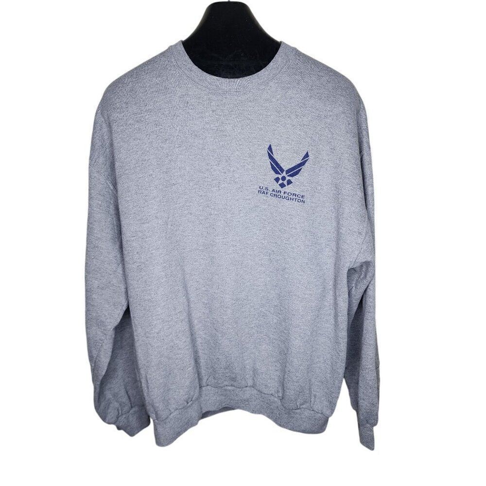 Vintage 90s US Air Force RAF Croughton Crewneck Sweatshirt Mens XL Gray